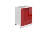 Base Da Cucina Belini, Base Da Cucina Larga 60 Cm. Base Per Cucina Sd Senza Piano Di Lavoro. Mobile Da Cucina A 1 Anta, Rosso Lucido