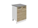 Base Da Cucina Belini, Base Da Cucina Larga 60 Cm. SD2 Base Per Cucina Con Piano Di Lavoro. Mobile Da Cucina A 2 Ante, Rovere Sonoma