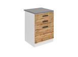 Base Da Cucina Belini, Base Da Cucina Larga 60 Cm. Base Da Cucina Sdsz Con Piano Di Lavoro. Mobile Da Cucina Con Cassetti, Rovere Wotan