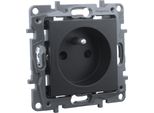 Presa Di Corrente Con Chiusura A Prova Di Bambino 2P + E Francese. Sistema Nero Niloe Step