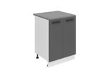 Base Da Cucina Belini, Base Da Cucina Larga 60 Cm. SD2 Base Per Cucina Con Piano Di Lavoro. Mobile Da Cucina A 2 Ante, Argento Opaco