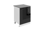 Base Da Cucina Belini, Base Da Cucina Larga 60 Cm. SD2 Base Per Cucina Con Piano Di Lavoro. Mobile Da Cucina A 2 Ante, Nero Lucido