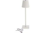 Lampada Da Tavolo Ricaricabile A Led In Metallo Touch Xl - Circa 38X10 Cm - Bianco Caldo / Usb - Bianco