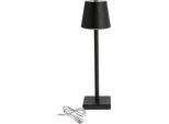 Lampada Da Tavolo Ricaricabile A Led In Metallo Touch Xl - Circa 38X10 Cm - Bianco Caldo / Usb - Nero