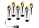Jiubiaz 6Pcs Led Faretto Da Giardino Con Picchetto A Terra, Illuminazione Giardino Faretto Esterno Con Spina Impermeabile IP65 Bianco Caldo