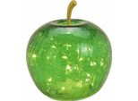 3.08 Mela Di Vetro Con 20 Luci Led - Ø 16 Cm - Batteria Luminosa Decorativa - Colore: Verde