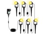 Jiubiaz Faretto Da Giardino A Led Con Picchetto A Terra Set Di 6, Luce Da Giardino Illuminazione Da Giardino Con Spina Impermeabile IP65 Bianco Caldo