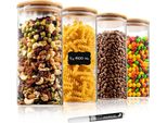 Set Di 4 - Deco Haus Barattolo In Vetro Riutilizzabile Con Coperchio In Bambù - Lavabile In Lavastoviglie E Microonde - 20X10 Cm, 1400Ml