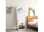 Specchio Da Terra Emke 160X60Cm Specchio A Figura Intera Cornice Bianca Con Illuminazione A Led Specchio A 3 Colori Funzione Di Oscuramento Specchio Da Toilette Curvo