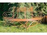 Casa Padrino Panca Da Giardino Liberty Marrone 180 X H. 88 Cm - Panca Da Giardino Forgiata A Mano - Panca Semicircolare In Ferro Battuto - Mobili Da Giardino In Ferro Battuto - Mobili Da Giardino Barocchi E Liberty