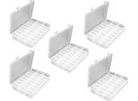 Scatola Di Assortimento Da 5 Pezzi Con 24 Scomparti | Rivista Per Minuteria - Scatola Di Stoccaggio Per Pescatori, Esche In Plastica - Organizzatore | Scatola Di Smistamento | Scatola Per Minuteria Con Coperchio | Scatola A Vite [Impilabile]