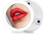 Emke Specchio Cosmetico Specchio D'ingrandimento 7X Con Illuminazione A Led Specchio Rotondo Per Il Trucco Con Ventosa Specchio Da Barba Bianco Specchio Da Parete Funzionamento A Batteria