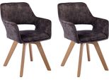 Casadolce Sedia Da Pranzo Lami, Set Di 2, Antracite, 58X61X83 Cm, Imbottita, Girevole A 360°, Gambe In Metallo
