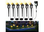 Jopassy Faretto Da Giardino A Led Con Picchetto A Terra Set Di 6, Luce Da Giardino Illuminazione Da Giardino Con Spina Impermeabile IP65 Bianco Caldo