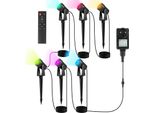 Swanew 6 Pezzi Faretto Da Giardino A Led Con Picchetto A Terra, Illuminazione Da Giardino Con Faretto Da Esterno Con Spina Impermeabile IP65 Rgb
