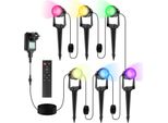 Jiubiaz Faretto Da Giardino A Led Con Picchetto A Terra Set Di 6, Luce Da Giardino Illuminazione Da Giardino Con Spina Impermeabile IP65 Rgb