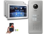 Videocitofono Ip Goliath: Casa Trifamiliare Da 10 Pollici, Codice Numerico, Argento : Scatola Da Incasso : 10 Pollici In Bianco : 4 Connessioni Poe Tramite:: 4 Poe Selezione Monitor: 10 Pollici In Bianco Scatola Di Montaggio Campanello: Scatola Da Incasso
