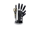 Set Di 8 Coltelli Da Cuoco Supporto Per Coltelli Girevole Blocco Di Coltelli In Gomma Nero
