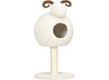 Tiragraffi Pawhut, 80 Cm, Albero Per Gatti Con Grotta Per Gatti, Tiragraffi Per Gatti Con Design A Capra, Albero Da Arrampicata Con Colonna In Sisal E Struttura In Peluche, Arredamento Per Gatti, Bianco Crema