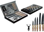 Set Di 6 Pezzi 5 Coltelli 1 Pelapatate Coltello Da Chef In Legno In Scatola Pieghevole Con Chiusura Magnetica