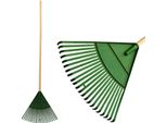 Rastrello Per Foglie Strend Pro R121.WH, 22 Lamelle, A Ventaglio, In Plastica, Manico In Legno 1300 Mm