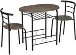 Homcom Set Da Pranzo, Tavolo Da Pranzo Con 2 Sedie, Set Da Pranzo Per 2 Persone, Tavolo Da Cucina Ovale Con Vano Portaoggetti, Set Da Cucina, Set Da Cucina, Metallo, Nero