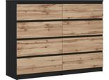 Cassettiera Con 8 Cassetti, Colore: Nero & Rovere Wotan, A: 120 X 101 X 39 Cm
