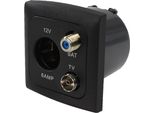 C-Line Presto Inprojal Cbe Presa Di Corrente 12 Volt Tv Satellitare + Cornice + Presa Iso Nero