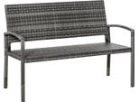 Panchina Da Giardino Outsunny, Panchina In Rattan, Panchina Da Parco Con Struttura In Acciaio, Panchina Da Balcone Per 2 Persone, Carico Massimo 240Kg, Grigio, 122 X 60 X 87Cm