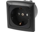 C-Line Presto Inprojal Cbe Presa Di Corrente Schuko + Telaio Di Copertura + Presa Iso 220 / 230 Volt Nero