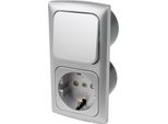 C-Line Presto Inprojal Cbe Presa Di Corrente Interruttore Schuko + Cornice Di Copertura + Presa Iso 220 / 230 Volt Argento