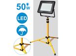 Fiqops Led Proiettore Da Costruzione Proiettore Da Lavoro Con Treppiede 50W Bianco Freddo