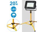 Fiqops Led Proiettore Da Costruzione Proiettore Da Lavoro Con Treppiede 20W Bianco Freddo
