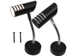 Lampada Da Lettura A Led 12V Con Collo D'oca Neutro Bianco + Interruttore Caravan Caravan Barca Nero