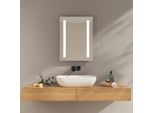 Emke Specchio Da Bagno 45X60Cm Specchio Da Bagno Con Illuminazione A Led Interruttore A Pulsante E Antiappannamento 2 Colori Di Luce Bianco Caldo/Bianco Freddo Specchio Illuminato IP44 Specchio Da Parete A Risparmio Energetico