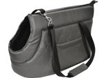 Borsa Da Trasporto Per Cani E Gatti | Borsa A Tracolla Per Animali Domestici Con Cinghia Elastica Con Moschettone | Fino A 10 Kg | Ecopelle | M | Grigio Metallizzato