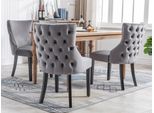 Set Di 4 Sedie Da Pranzo Flieks, Sedie Da Cucina Con Schienale Alto E Gambe In Legno Massiccio, Sedia Da Soggiorno In Velluto Sedia Da Pranzo Imbottita, Grigio