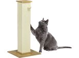 Tiragraffi Pawhut, 80 Cm, Tiragraffi Per Gatti Con Pallina, Tiragraffi In Corda Di Sisal, Tiragraffi Per Gatti Con Tiragraffi, Mobili Per Gatti, Rovere+Bianco Crema
