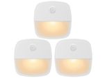 Luce Notturna A 3 Led A Batteria Bianco Caldo Con Rilevatore Di Movimento Per Scale, Camera Da Letto, Corridoio