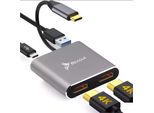 Reagle Hub Adattatore Usb C Con 2 Hdmi 4K Pd 100W Usb 3.2 Gen 1 Alluminio