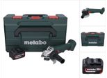 Metabo W 18 L 9-125 Smerigliatrice Angolare A Batteria 18 V 125 Mm + 1X Batteria 4,0 Ah + Metabox - Senza Caricabatterie