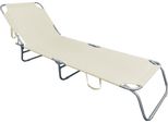 Lettino Da Giardino A 3 Gambe Lettino Da Campeggio Beige 186X55X24Cm