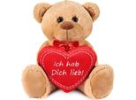 Brubaker Orsacchiotto Di Peluche Con Cuore Rosso - Ti Amo - 35 Cm - Orsacchiotto Di Peluche Peluche - Peluche Marrone Chiaro
