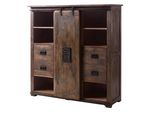MASSIVMOEBEL24 | Highboard Mango 142X45X147 Braun Lackiert Railway #462