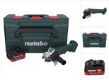 Smerigliatrice Angolare A Batteria Metabo W 18 L 9-125 18 V 125 Mm + 1X Batteria 8,0 Ah + Metabox - Senza Caricabatterie