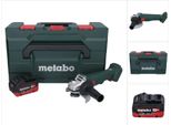 Smerigliatrice Angolare A Batteria Metabo W 18 L 9-125 18 V 125 Mm + 1X Batteria 5,5 Ah + Metabox - Senza Caricabatteria