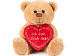 Brubaker Orsacchiotto Di Peluche Con Cuore Rosso - Ti Amo - 25 Cm - Orsacchiotto Di Peluche Peluche - Peluche Marrone Chiaro