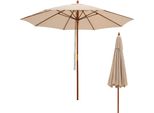Costway Ombrellone 260 Cm, Ombrellone Da Giardino In Legno, Ombrellone Da Mercato, Ombrellone Da Giardino, Ombrellone Da Terrazzo