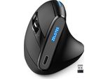 Zelotes F-36A Mouse Wireless 2.4G, Rotella Dal Design Bionico/3 Livelli Dpi Regolabili/Design Ergonomico/Usb Plug And Play, Nero