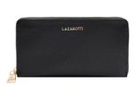 Lazarotti Pelle Portafoglio Bologna Leather Zip Around Wallet With 16 Card Slots Black Nero